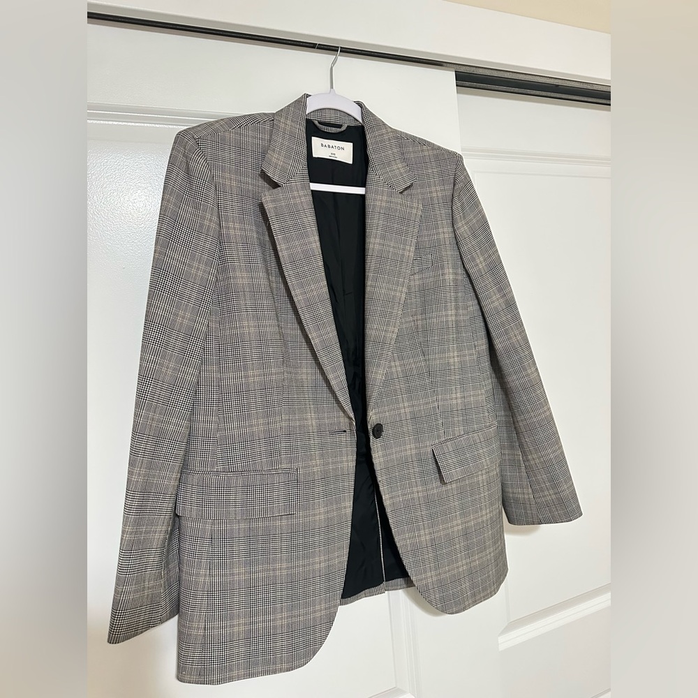 Babaton Charcoal Checkered Blazer